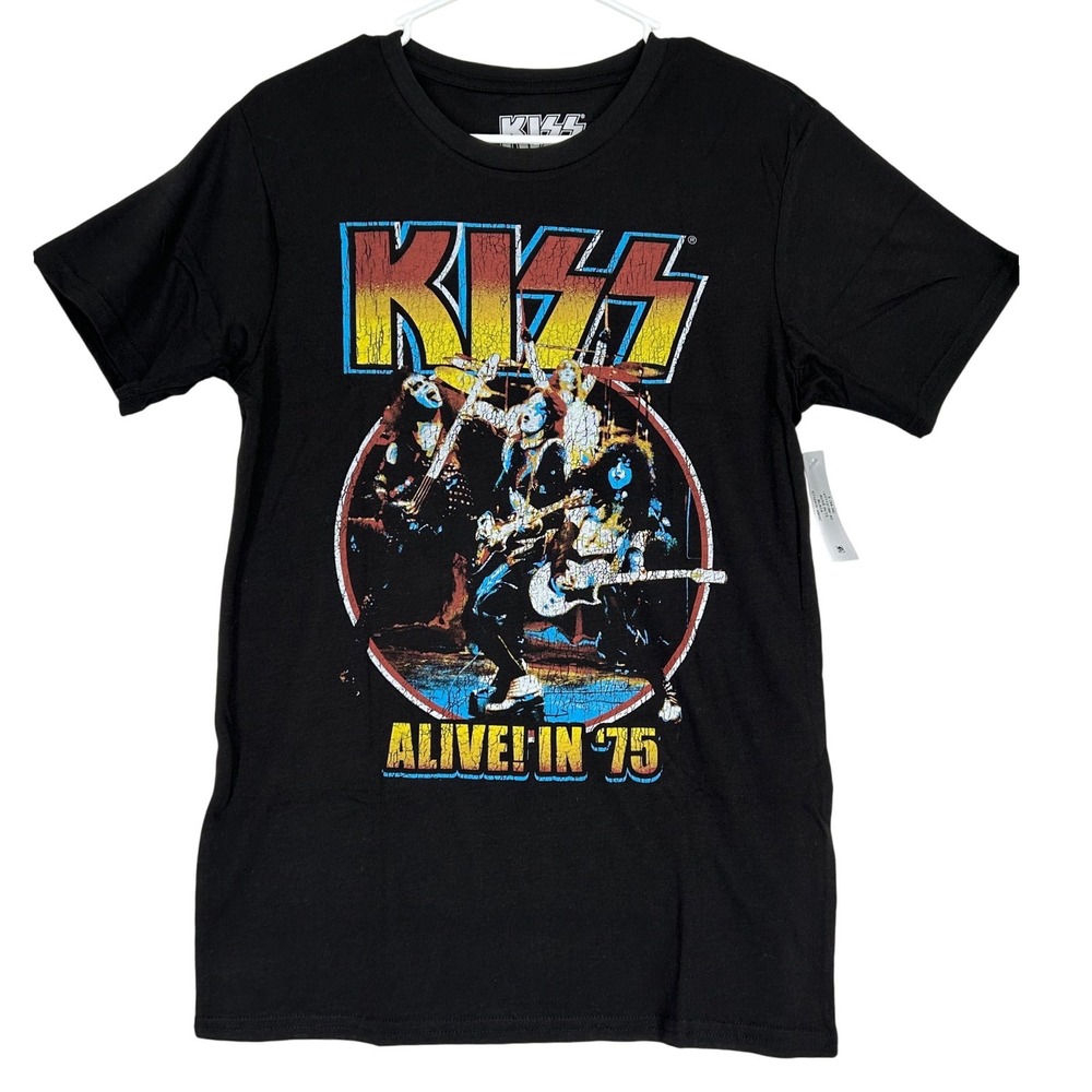 KISS Alive! in '75 Black Short Sleeved Band Tee Men's Size Small NWT
